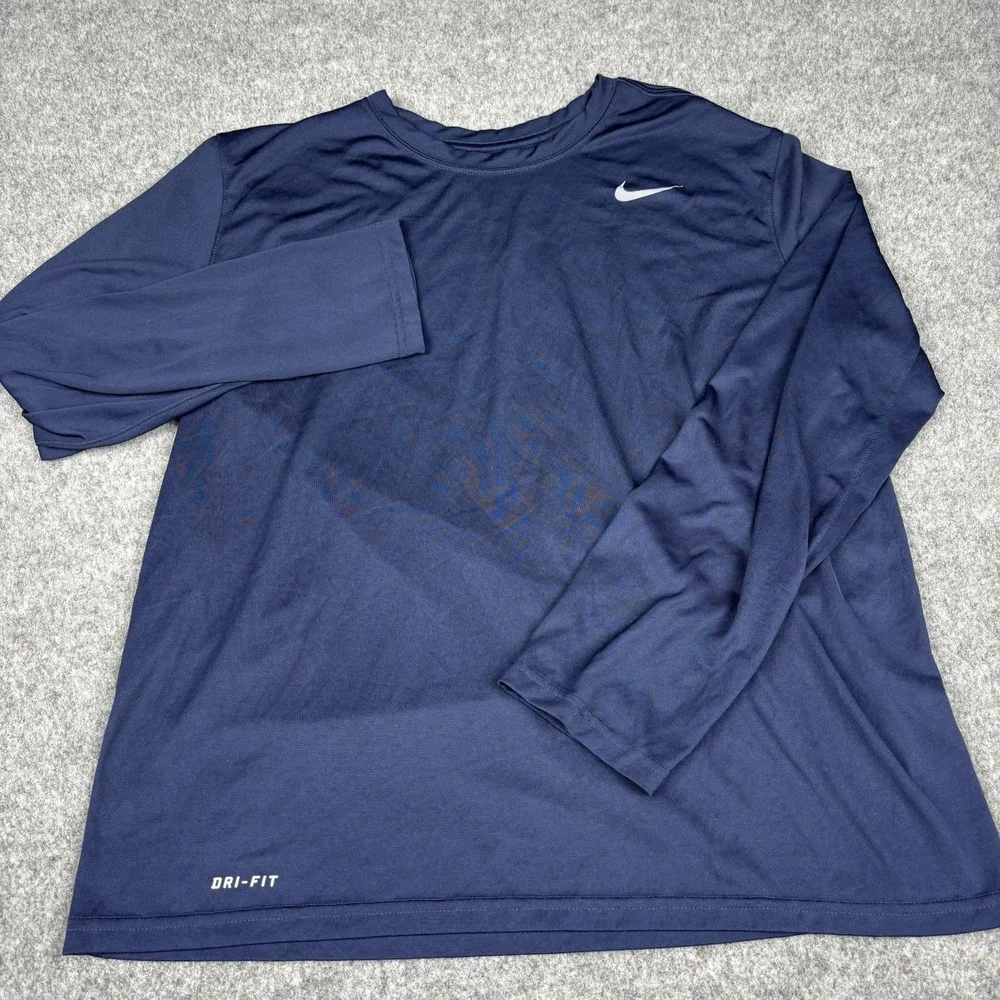 Nike Shirt Mens Large Long Sleeve Blue Athletic Performance The Nike Tee Workout